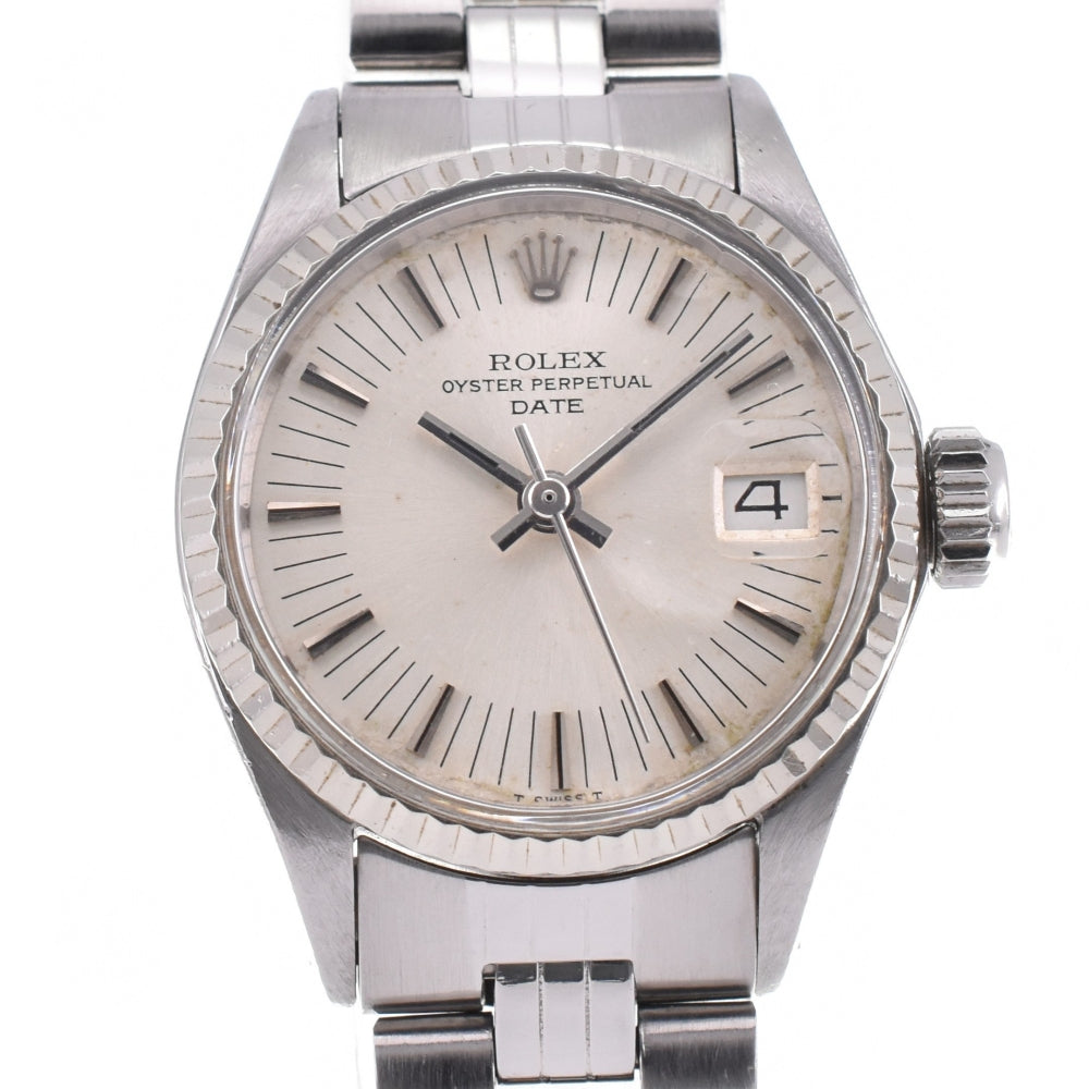 ROLEX Oyster perpetual date 6517 vintage WG bezel Cal.1161 Silver Dial Automatic Ladies
 Watch N#142829
