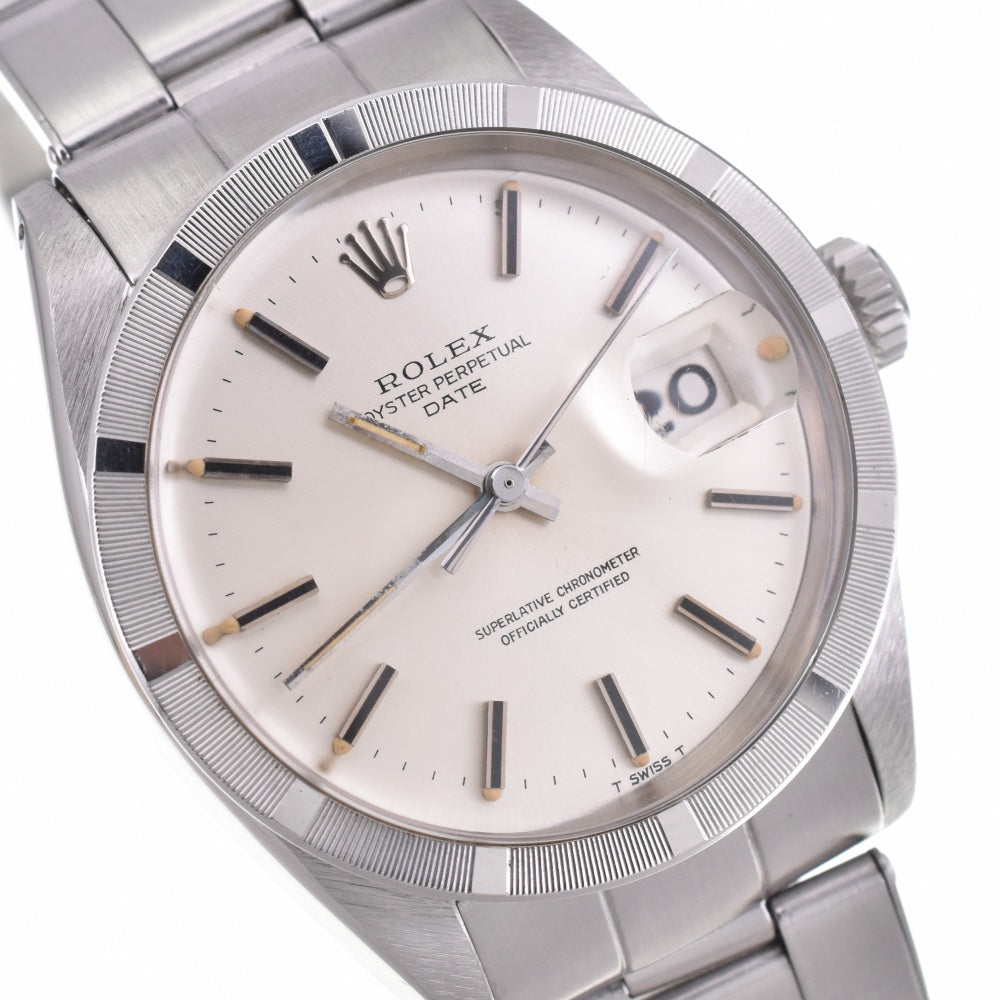 ROLEX Oyster perpetual date 1501 vintage Finely Engine Turned Bezel Silver Dial Automatic Men's
 Watch M#142831