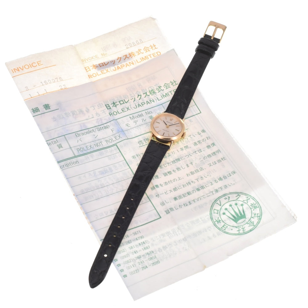 ROLEX Precision 2642 vintage K18YG / Leather Cal.1400 Silver Dial Hand Winding Ladies
 Watch L#142832