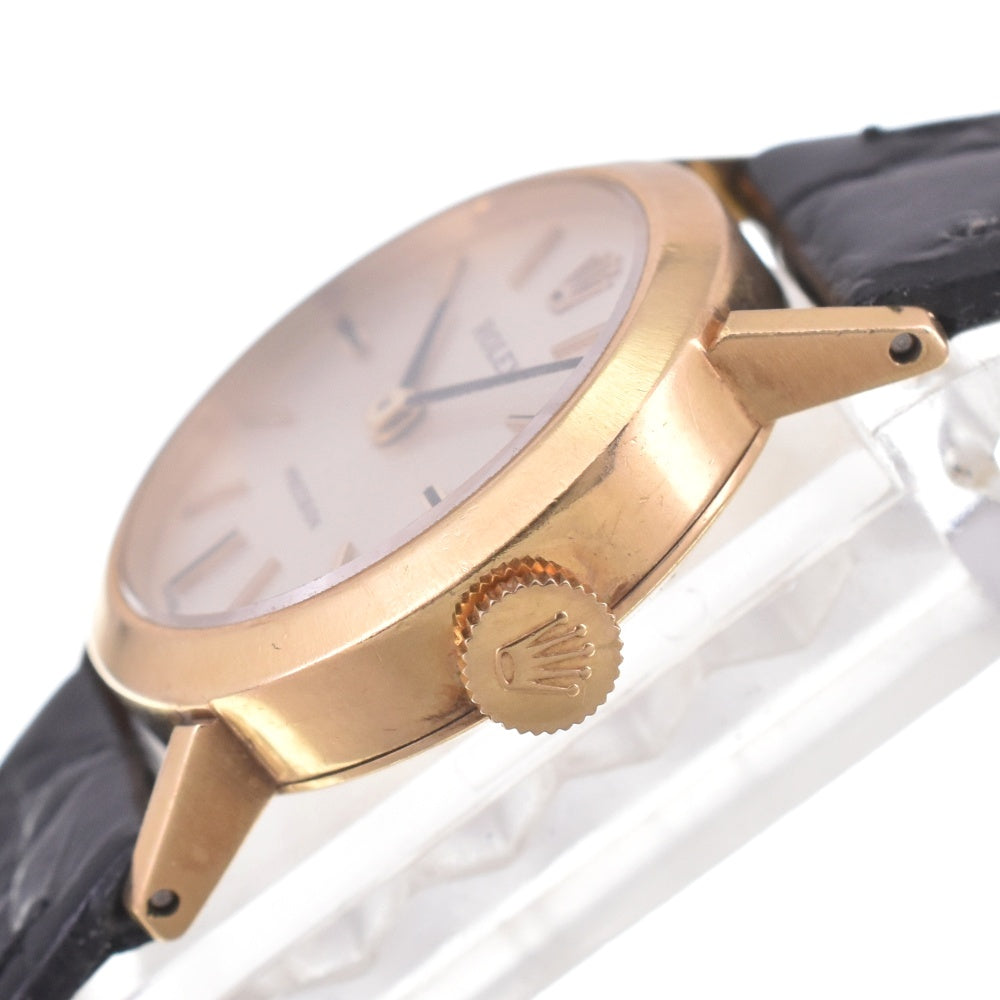 ROLEX Precision 2642 vintage K18YG / Leather Cal.1400 Silver Dial Hand Winding Ladies
 Watch L#142832