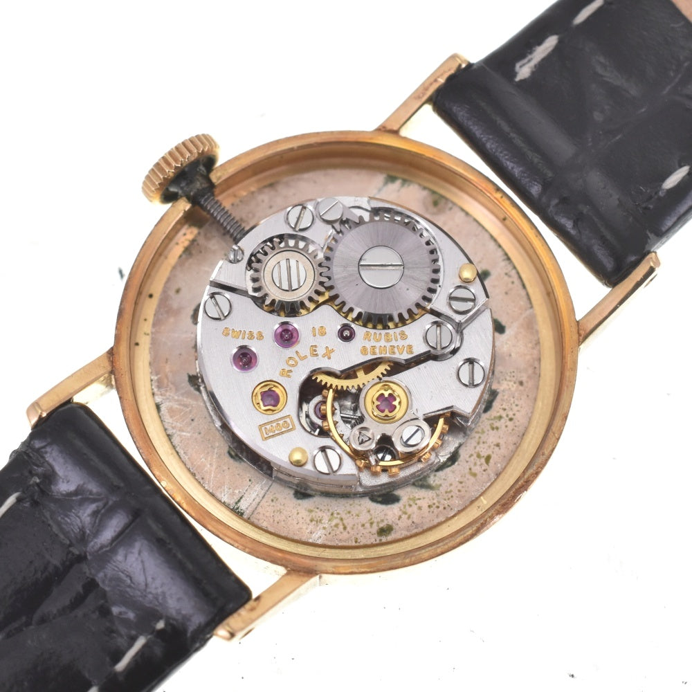 ROLEX Precision 2642 vintage K18YG / Leather Cal.1400 Silver Dial Hand Winding Ladies
 Watch L#142832
