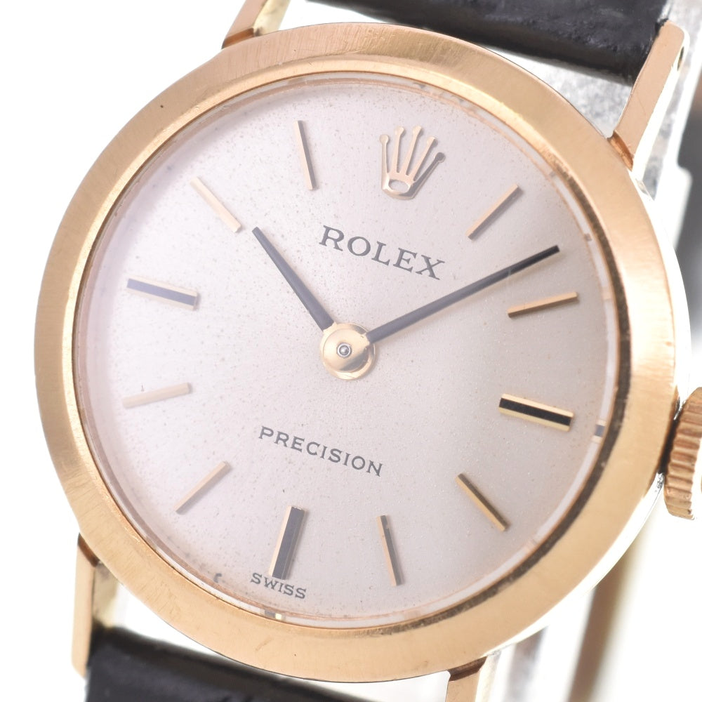 ROLEX Precision 2642 vintage K18YG / Leather Cal.1400 Silver Dial Hand Winding Ladies
 Watch L#142832