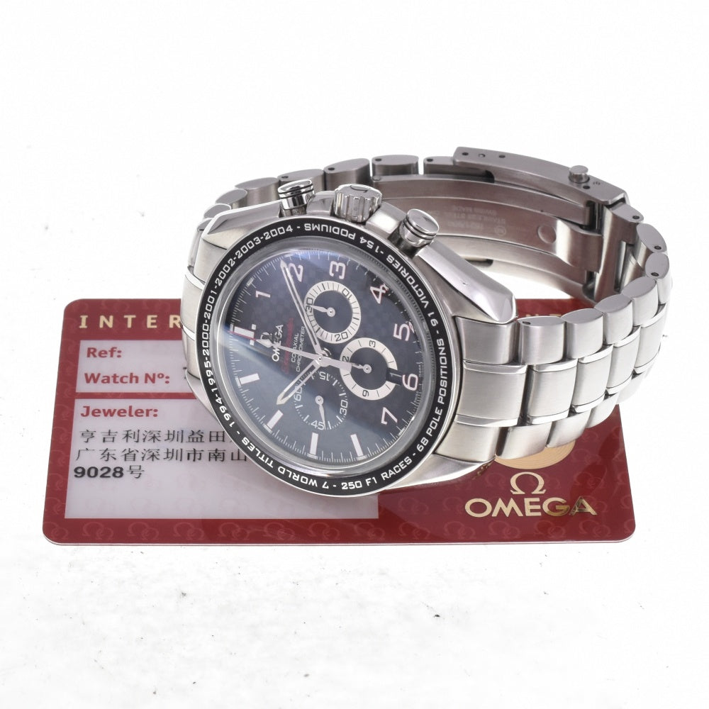 with paper OMEGA Speedmaster The Legend 321.30.44.50.01.001 Collection M. Schumacher black Dial Automatic Men's
 Watch M#142839