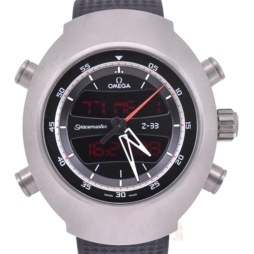 with paper OMEGA Speedmaster Space Master Z-33 325.92.43.79.01.001 Anadigi notation black Dial Quartz Men's
 Watch N#142843