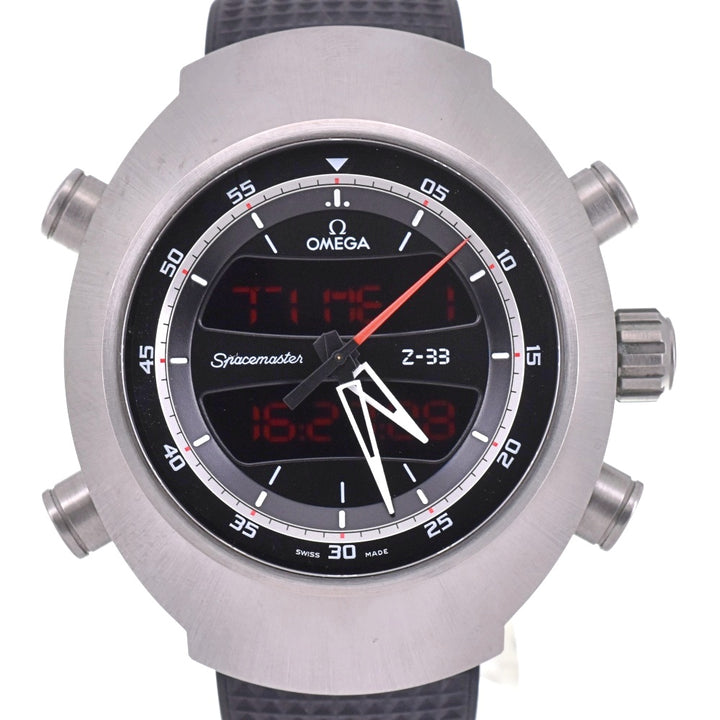 with paper OMEGA Speedmaster Space Master Z-33 325.92.43.79.01.001 Anadigi notation black Dial Quartz Men's
 Watch N#142843