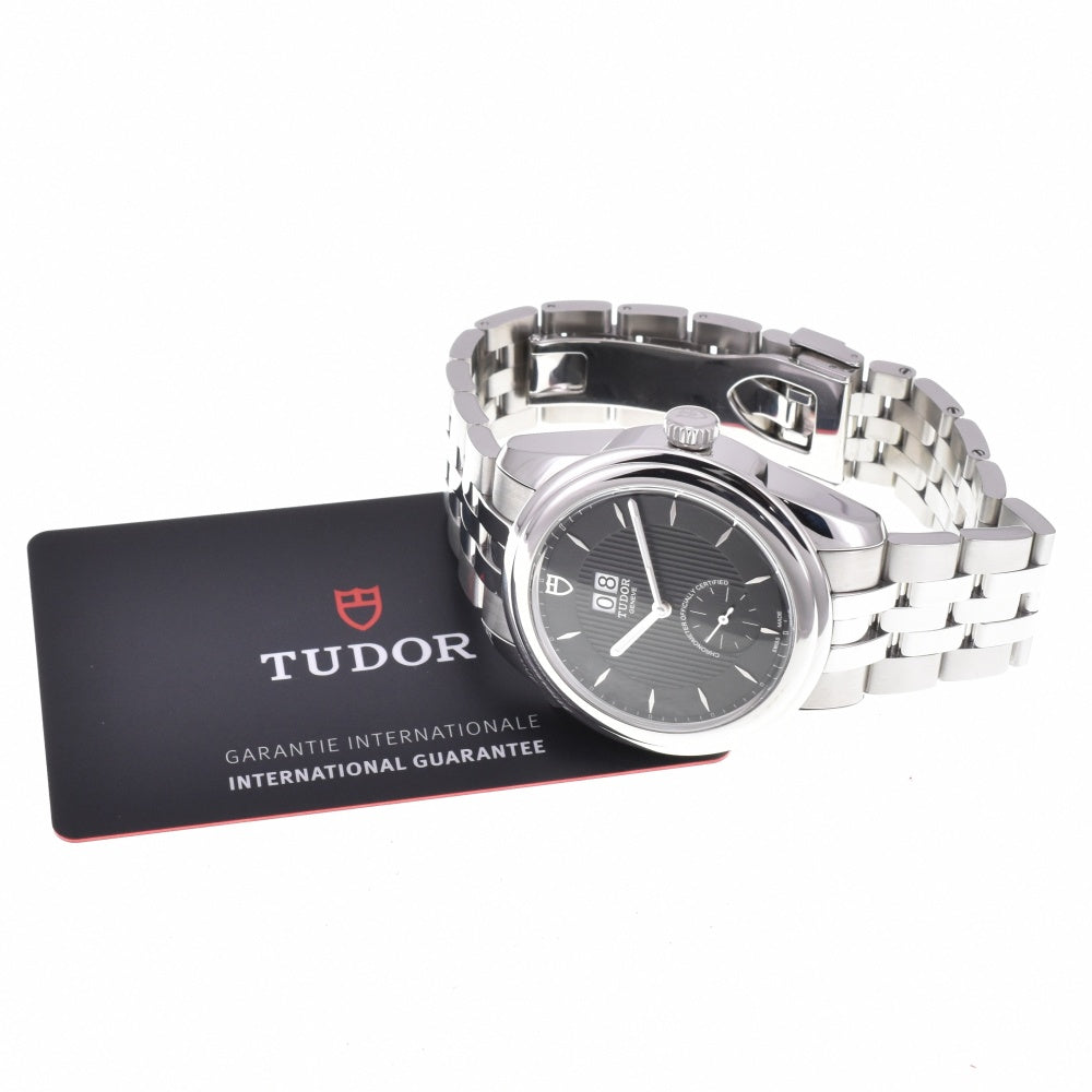with paper TUDOR Glamor Double Date 57100 Small second black Dial Automatic Men's
 Watch N#142850
