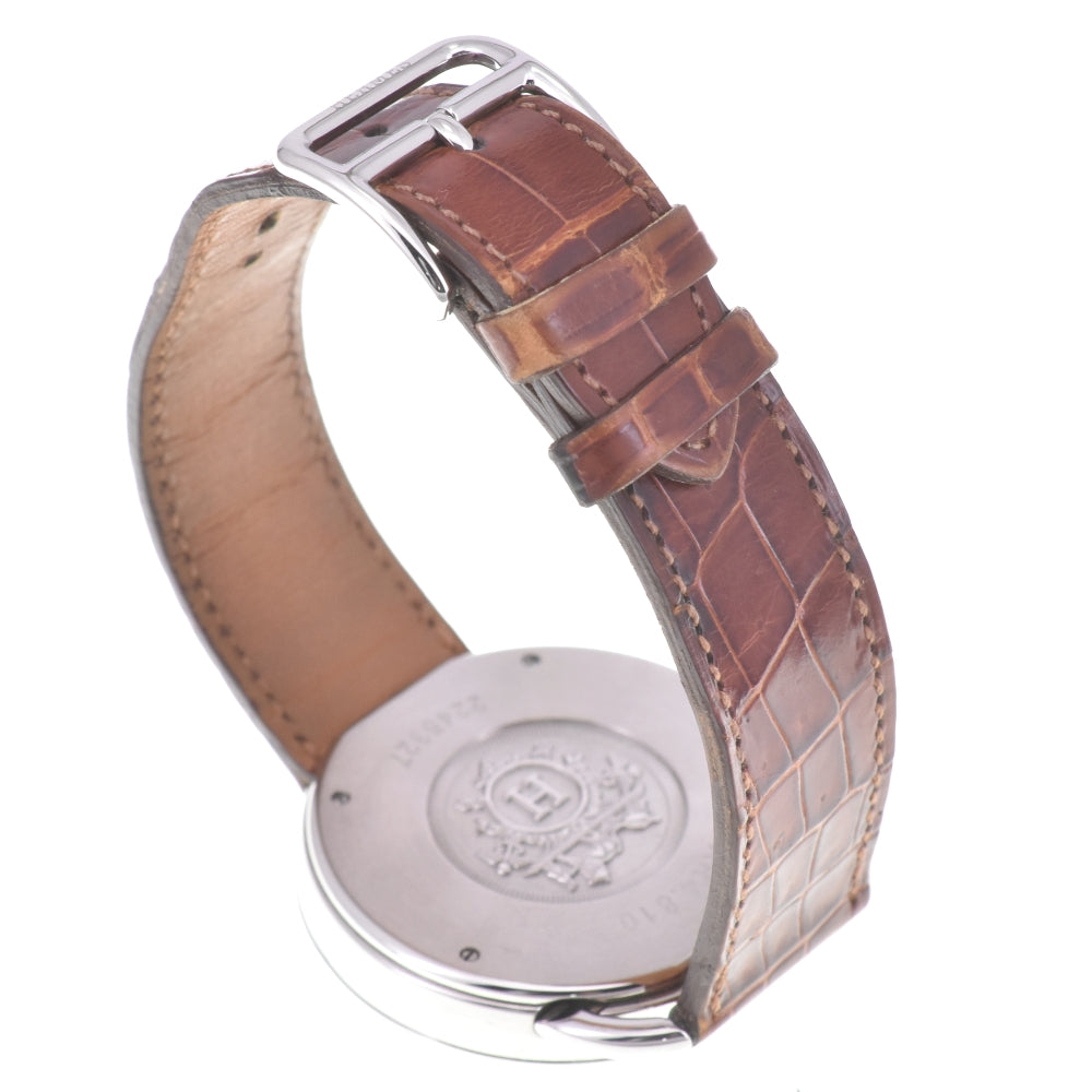 HERMES Arceau AR4.810 Date Stainless Steel Leather white Dial Automatic Men's
 Watch K#142861