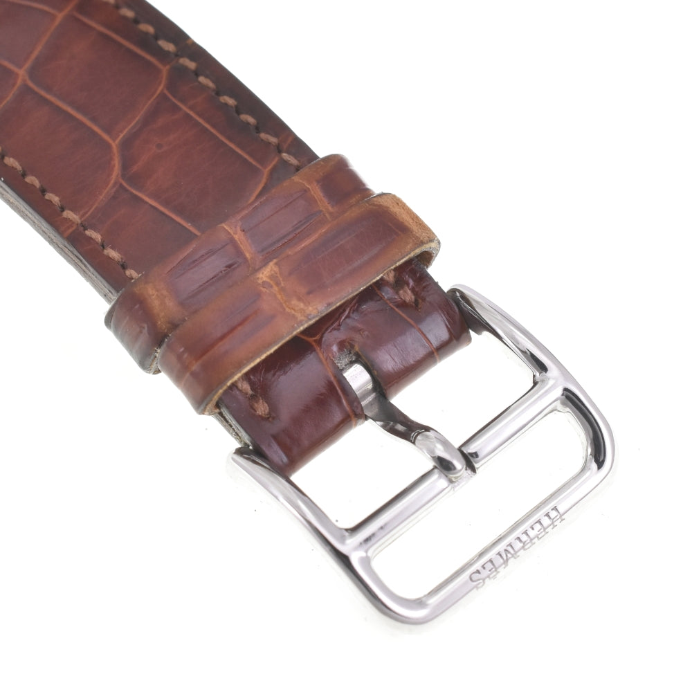 HERMES Arceau AR4.810 Date Stainless Steel Leather white Dial Automatic Men's
 Watch K#142861