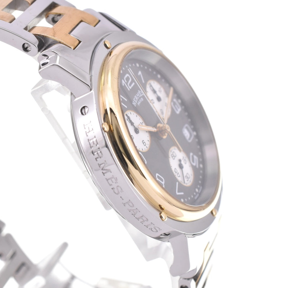 HERMES Clipper CL1.920 Chronograph Date D Buckle Metallic gray Dial Quartz Men's
 Watch L#142864