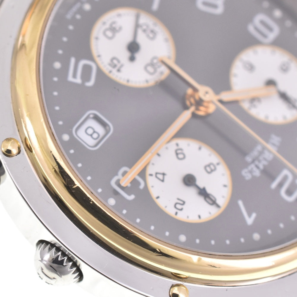 HERMES Clipper CL1.920 Chronograph Date D Buckle Metallic gray Dial Quartz Men's
 Watch L#142864