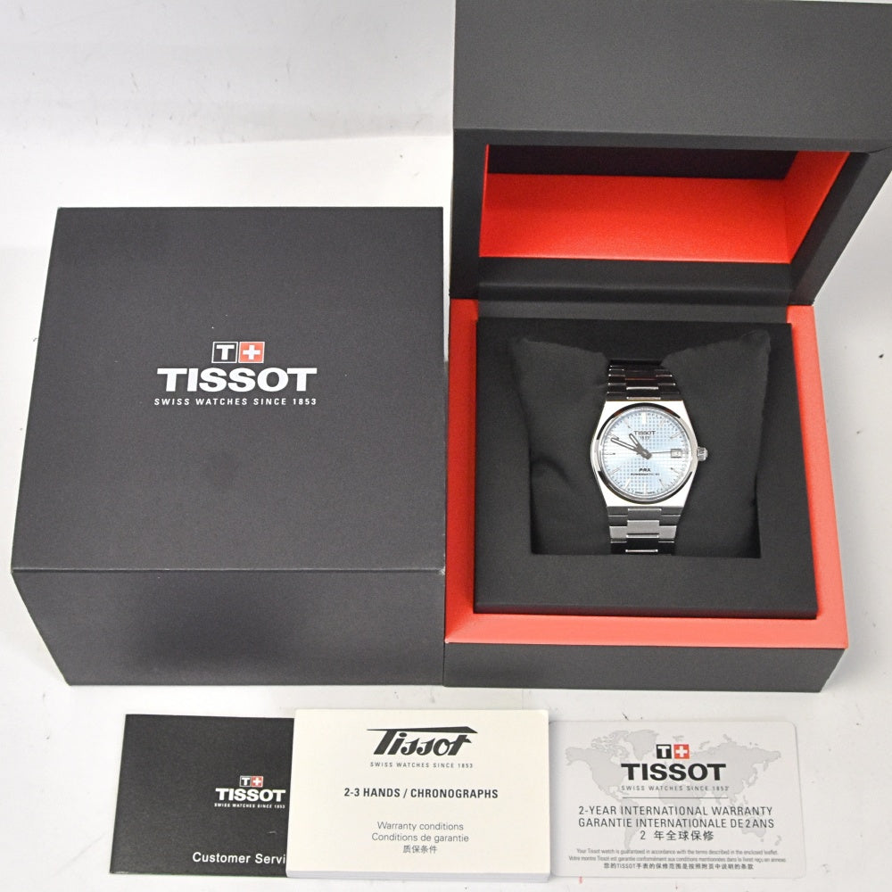 with paper TISSOT PRX T137.207.11.351.00 Powermatic 80 Ice blue Dial Automatic Unisex
 Watch K#142865