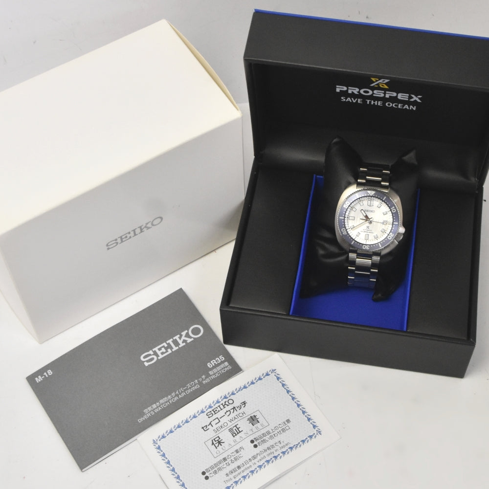 with paper SEIKO prospex mechanical divers SBDC169/6R35-02A0 Save the Ocean Silver (Glacier) Dial Automatic Men's
 Watch K#142875