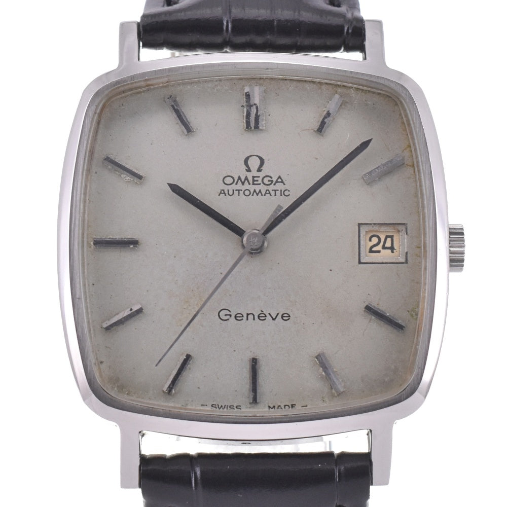 OMEGA Geneva 162.0060 vintage Date Stainless Steel/Leather Cal.1012 Silver Dial Automatic Men's
 Watch L#142879
