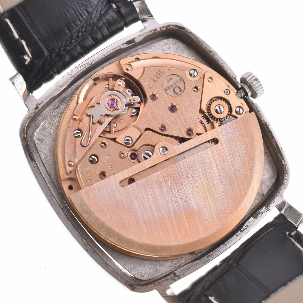 OMEGA Geneva 162.0060 vintage Date Stainless Steel/Leather Cal.1012 Silver Dial Automatic Men's
 Watch L#142879