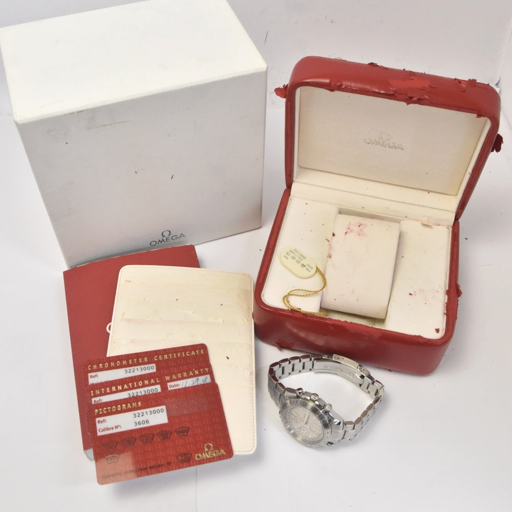 with paper OMEGA Speedmaster 3221.30 Triple calendar chronograph Silver Dial Automatic Men's
 Watch L#142889