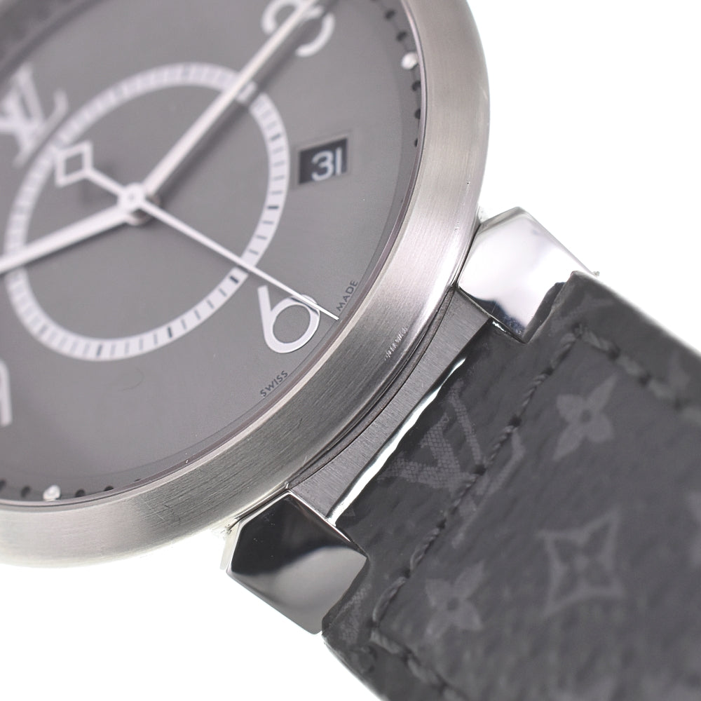 LOUIS VUITTON Tambour Slim Eclipse Q1DM0 Date Metallic gray Dial Quartz Men's
 Watch K#142931