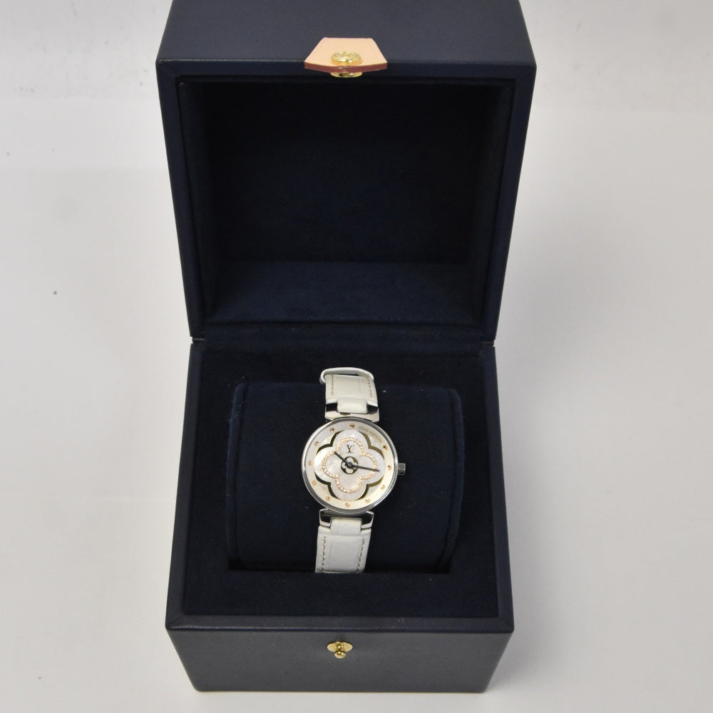 LOUIS VUITTON Tambour Moon Divine PM QA017 Diamond / white shell Dial Quartz Ladies
 Watch L#142933