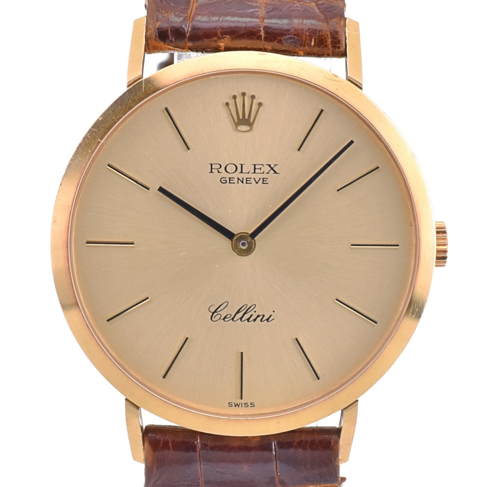 ROLEX Cherini 5112 K18YG / Leather Cal.1600 gold Dial Hand Winding Men's
 Watch N#142946