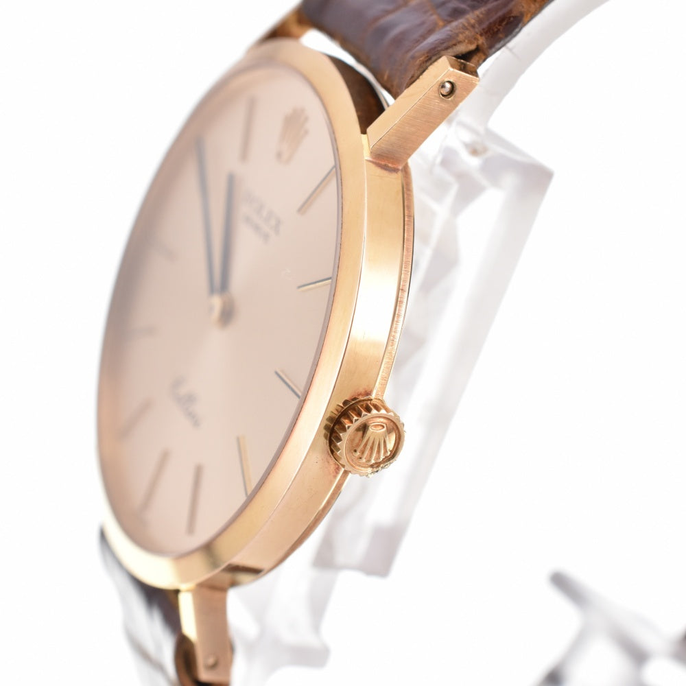 ROLEX Cherini 5112 K18YG / Leather Cal.1600 gold Dial Hand Winding Men's
 Watch N#142946
