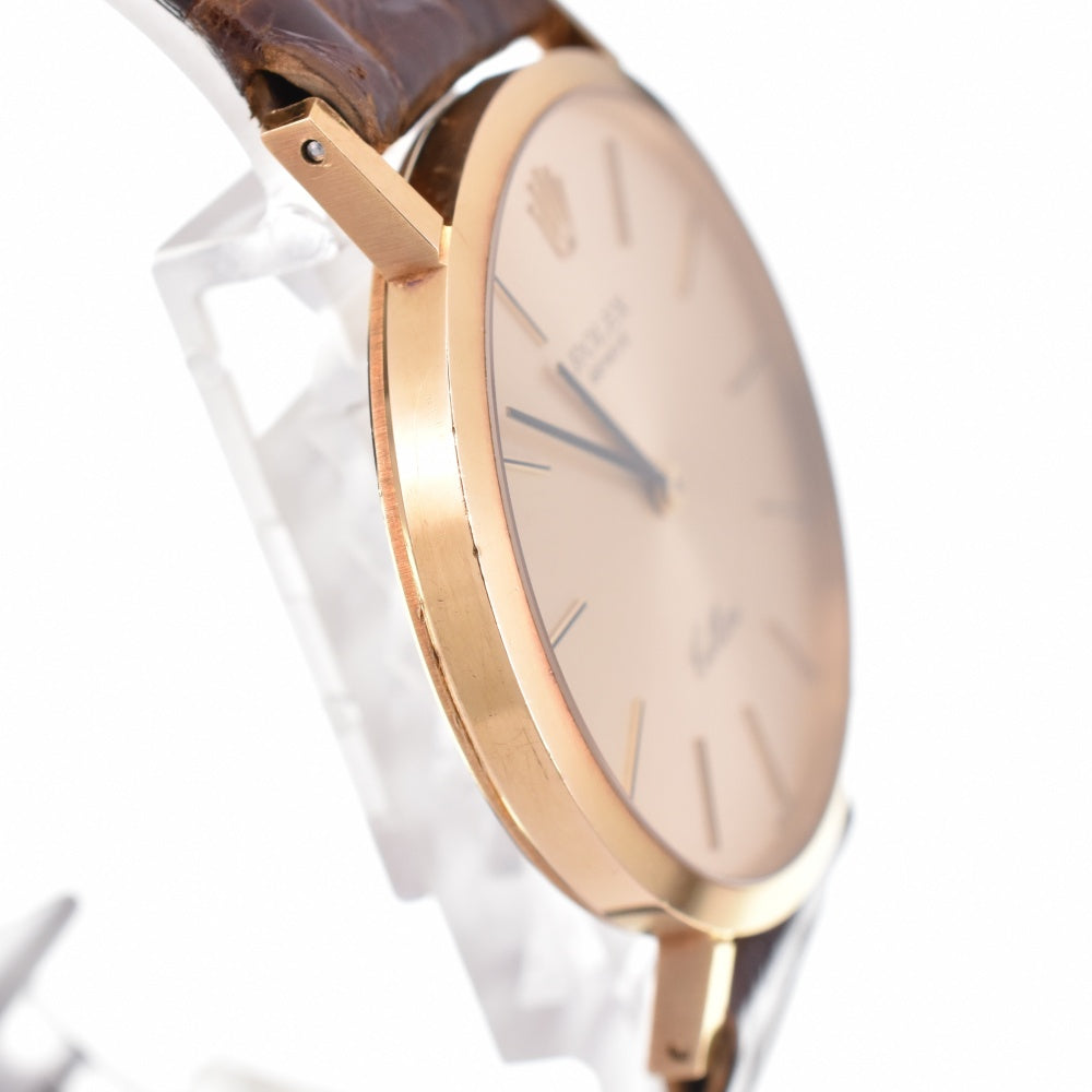 ROLEX Cherini 5112 K18YG / Leather Cal.1600 gold Dial Hand Winding Men's
 Watch N#142946