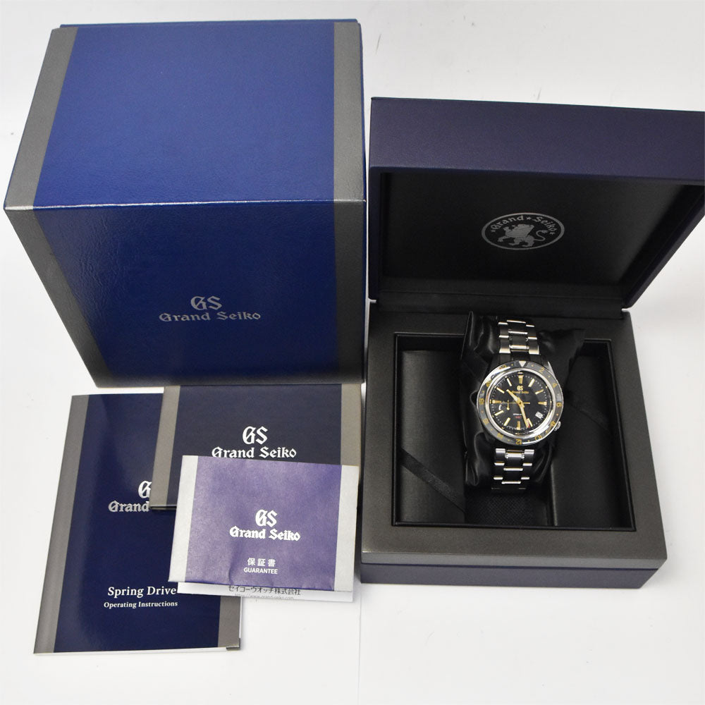 with paper SEIKO Grand Seiko GMT SBGE215 Power reserve date black Dial Spring drive Men's
 Watch R#142959