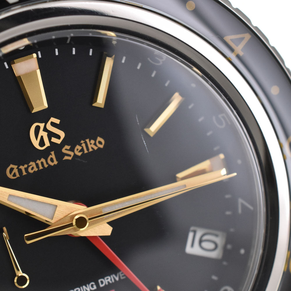 with paper SEIKO Grand Seiko GMT SBGE215 Power reserve date black Dial Spring drive Men's
 Watch R#142959