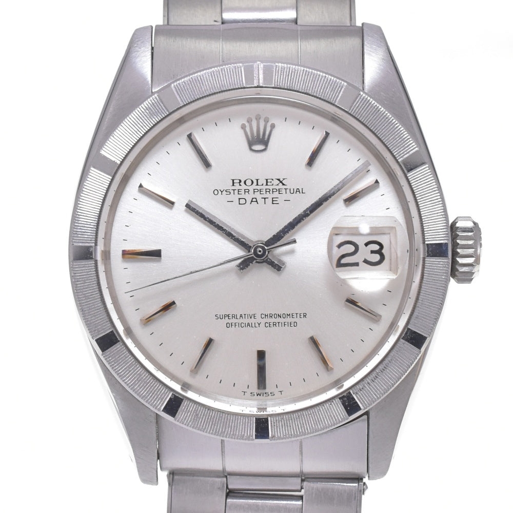ROLEX Oyster perpetual date 1501 vintage Finely Engine Turned Bezel Silver Dial Automatic Men's
 Watch M#142960