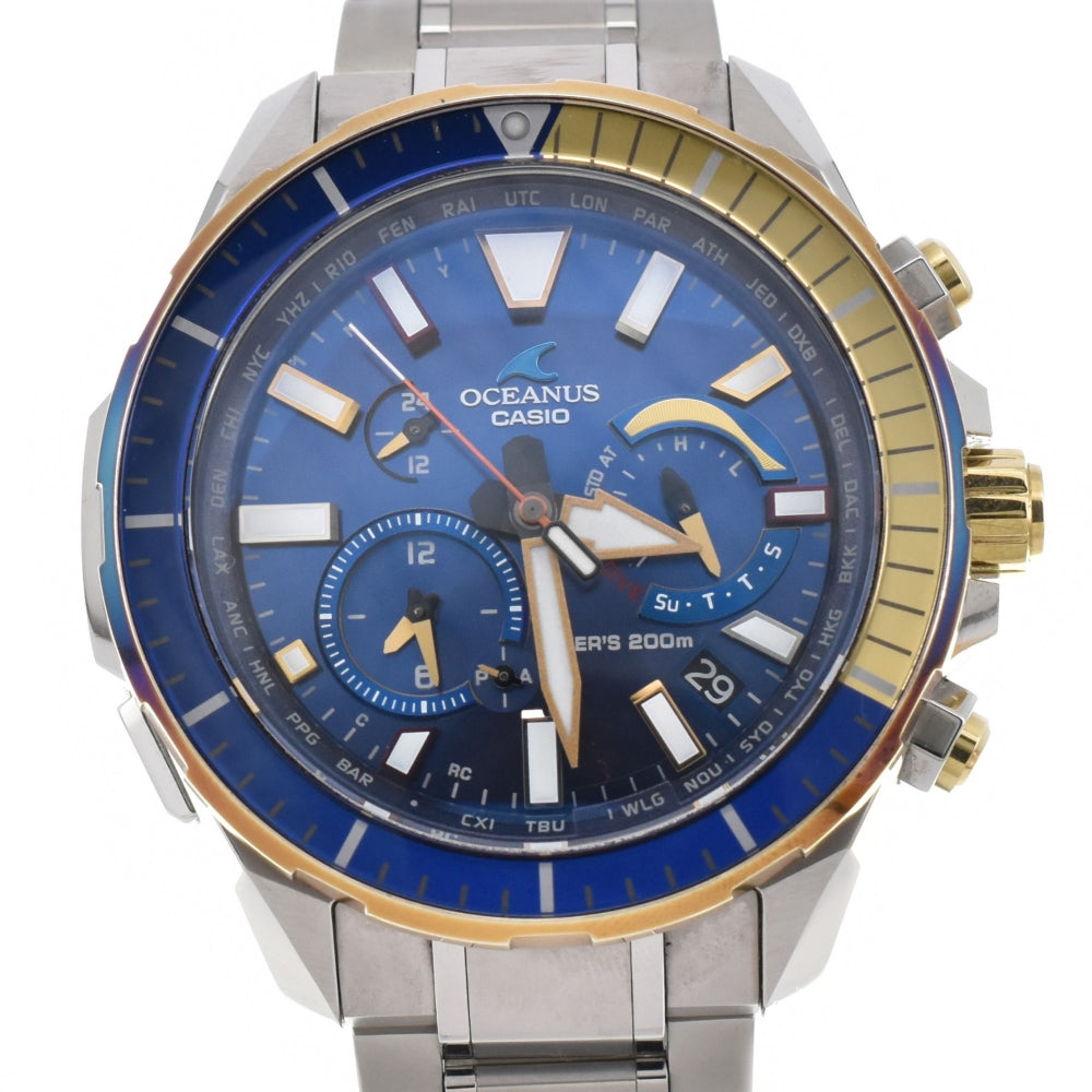 CASIO Oceanus Cacharo OCW-P2000D-2AJF Titanium Authentic Divers Navy Dial Radio Sync Solar Men's
 Watch O#142964