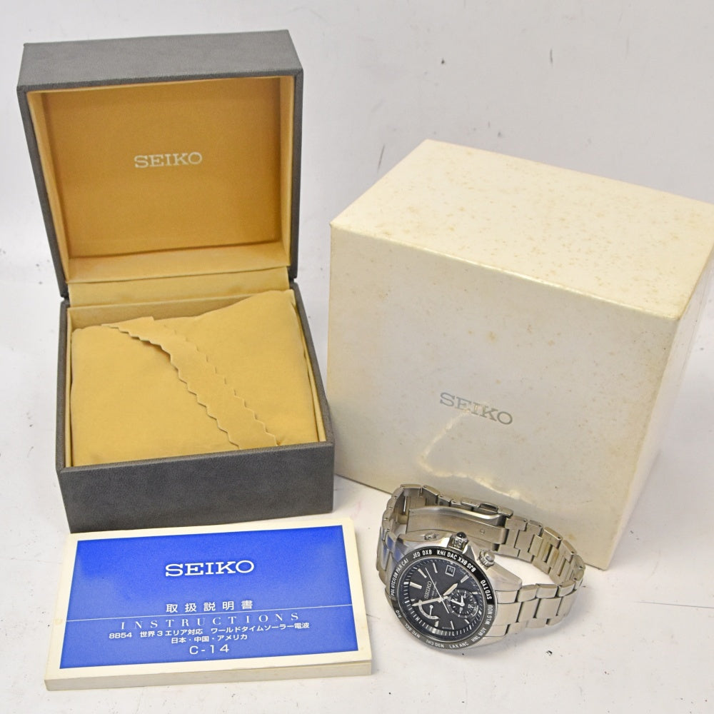 SEIKO Brights SAGA119 World time titanium black Dial Radio Sync Solar Men's
 Watch N#142969