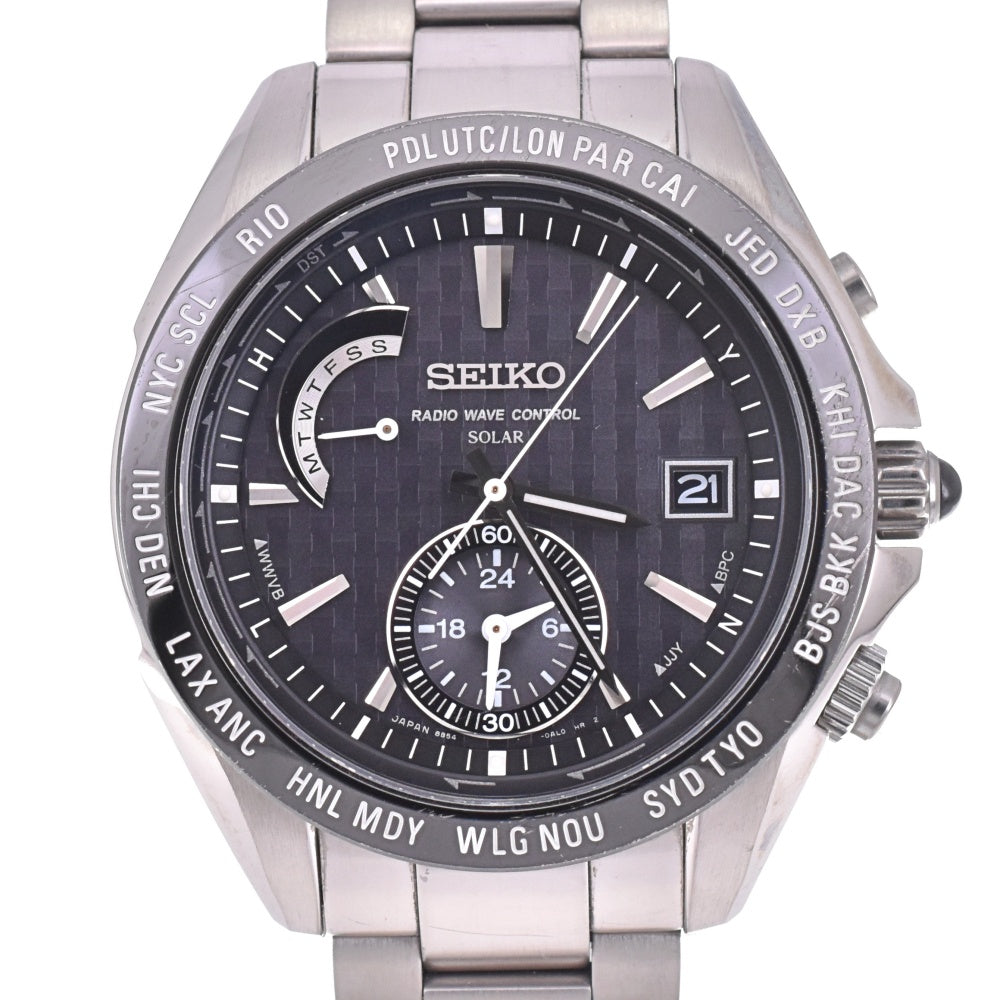 SEIKO Brights SAGA119 World time titanium black Dial Radio Sync Solar Men's
 Watch N#142969