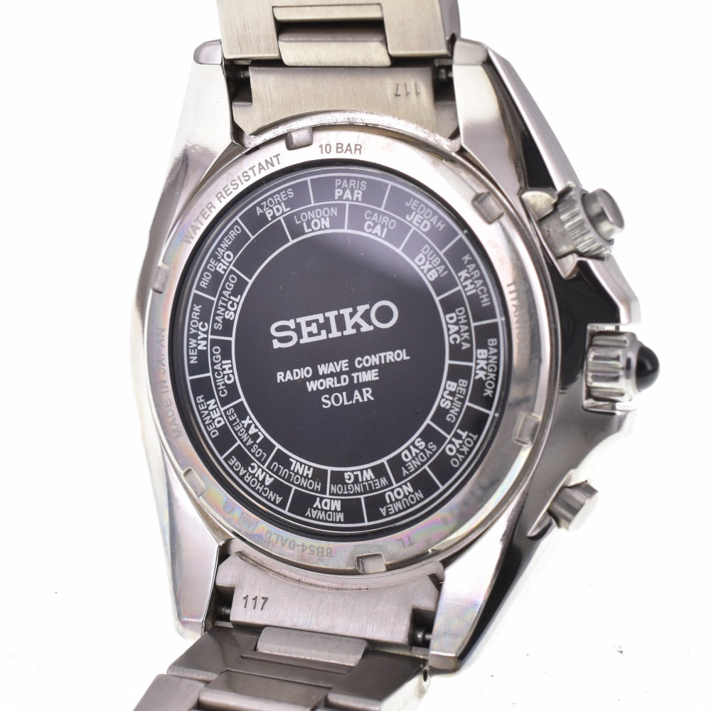 SEIKO Brights SAGA119 World time titanium black Dial Radio Sync Solar Men's
 Watch N#142969