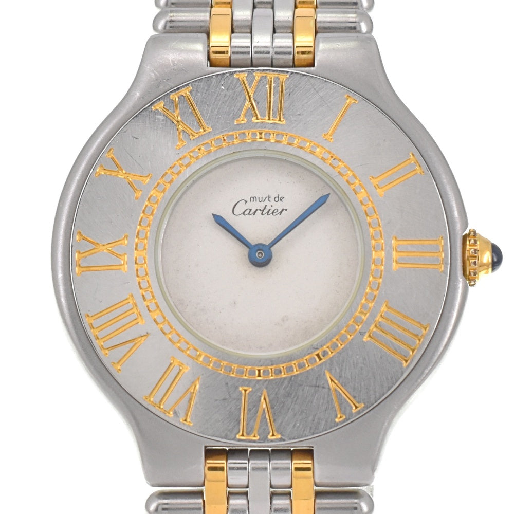 CARTIER Must21 Stainless Steel/Gold Plated Ivory Dial Quartz Men's
 Watch O#142984