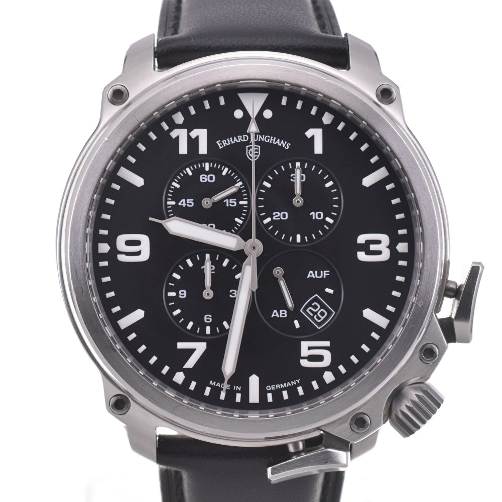 with paper JUNGHANS Aerious Chronoscope 028/4795 Day date black Dial Automatic Men's
 Watch M#142986