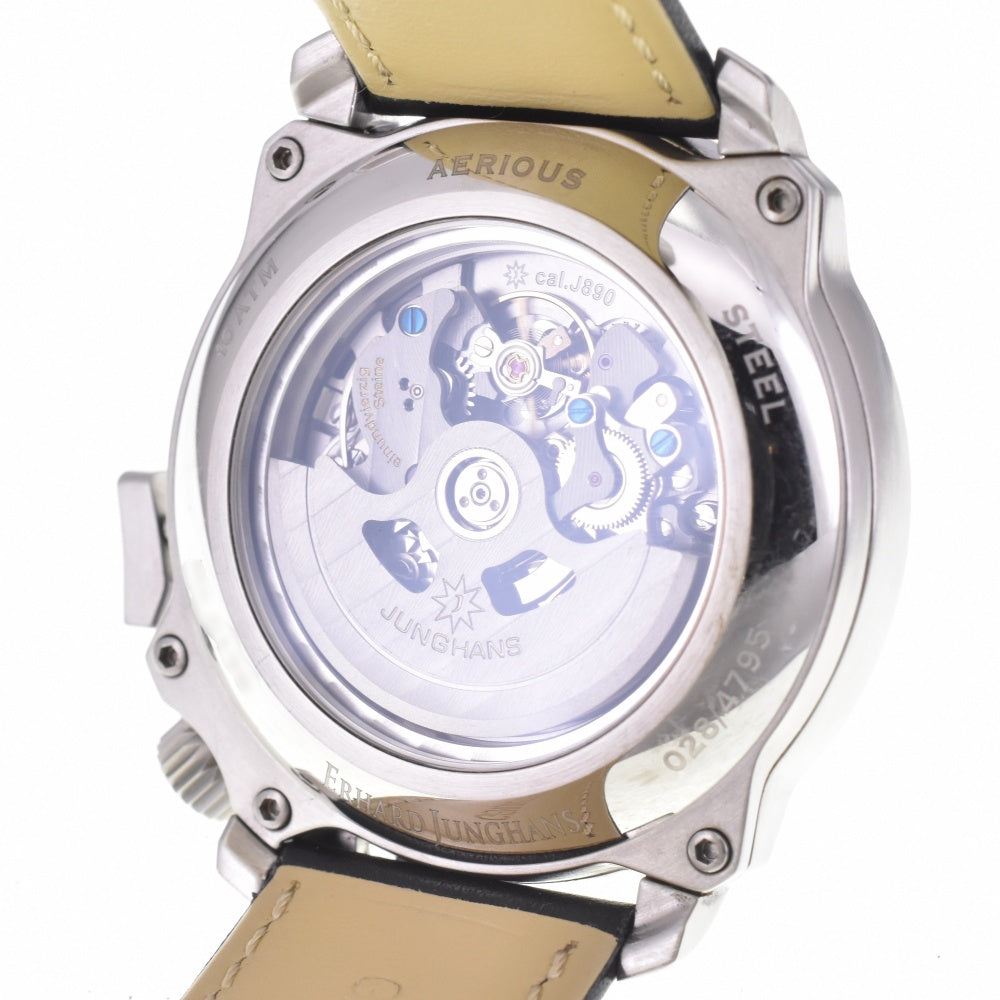 with paper JUNGHANS Aerious Chronoscope 028/4795 Day date black Dial Automatic Men's
 Watch M#142986