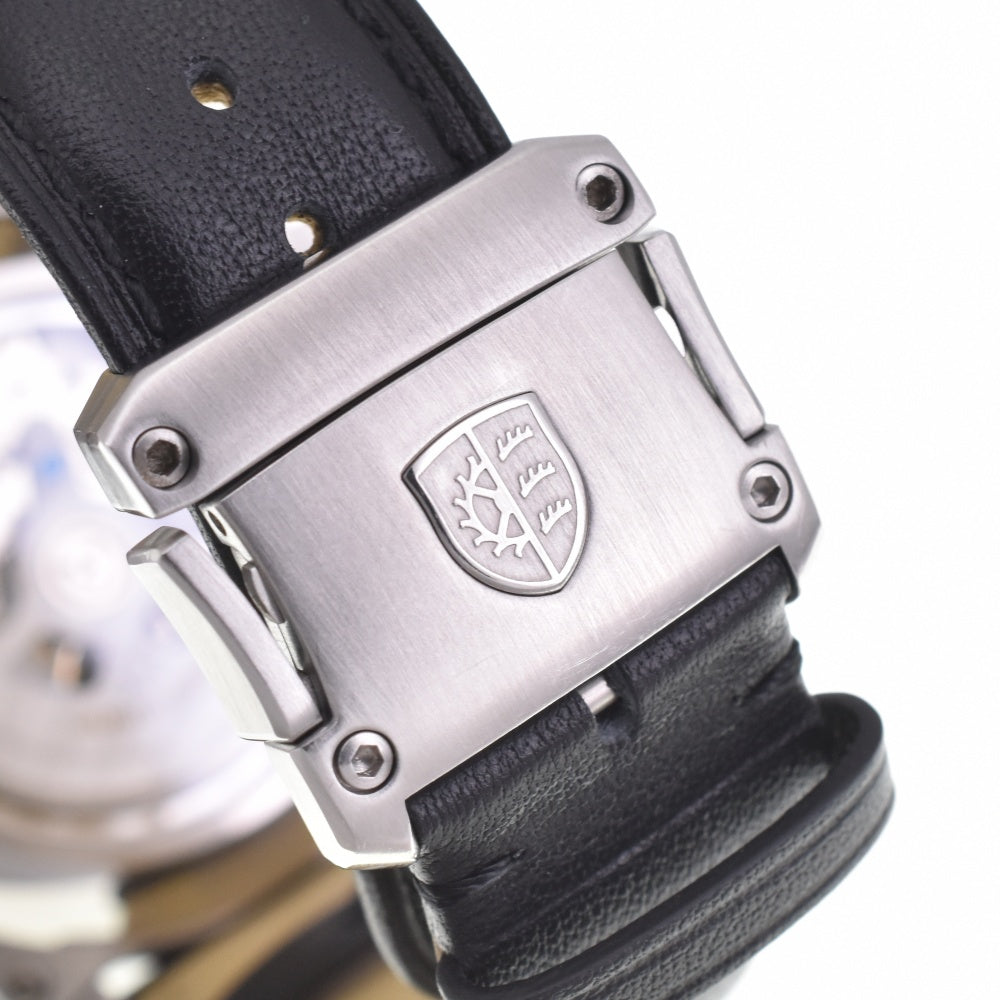 with paper JUNGHANS Aerious Chronoscope 028/4795 Day date black Dial Automatic Men's
 Watch M#142986