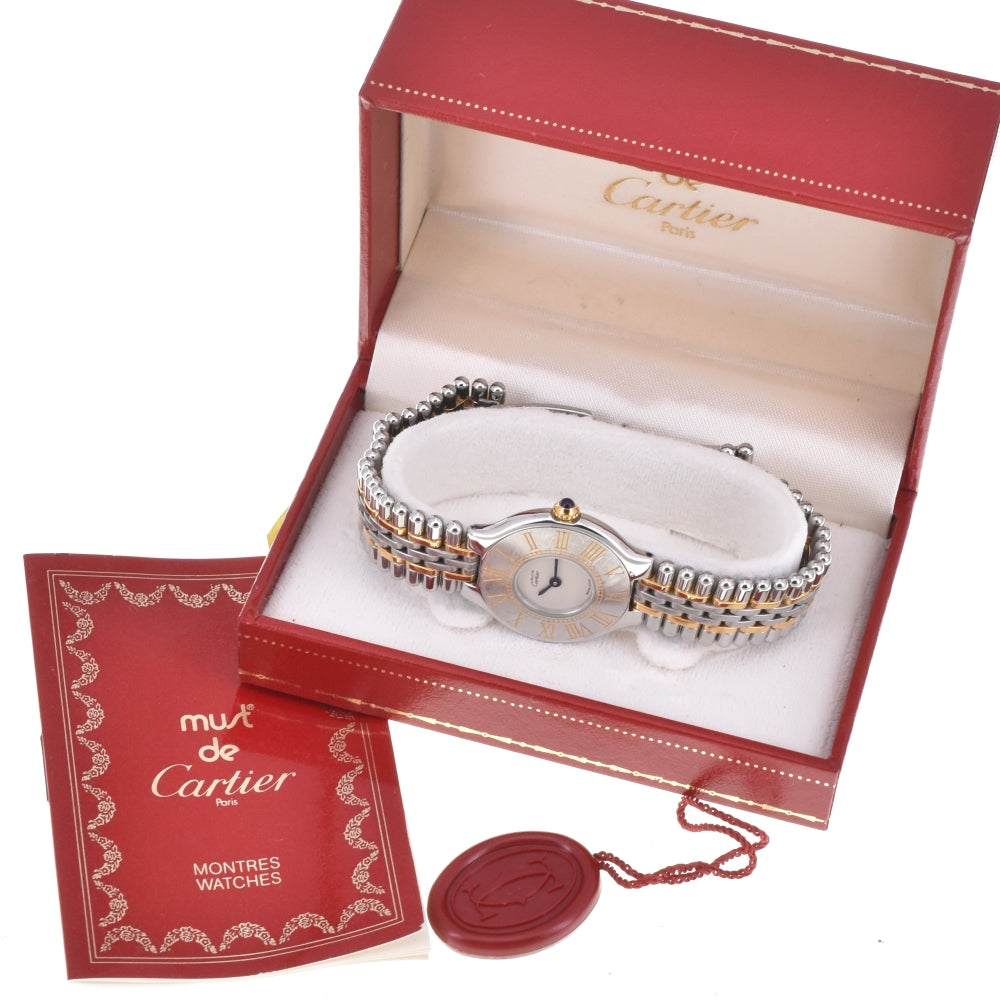 CARTIER Must21 Vantian Stainless Steel/Gold Plated Ivory Dial Quartz Ladies
 Watch M#142988
