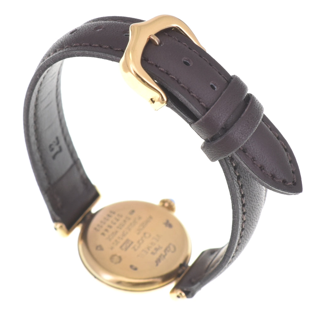 CARTIER Must Coris 590002 SV925 (Gold Plated) / Leather Ivory Dial Quartz Ladies
 Watch M#143008