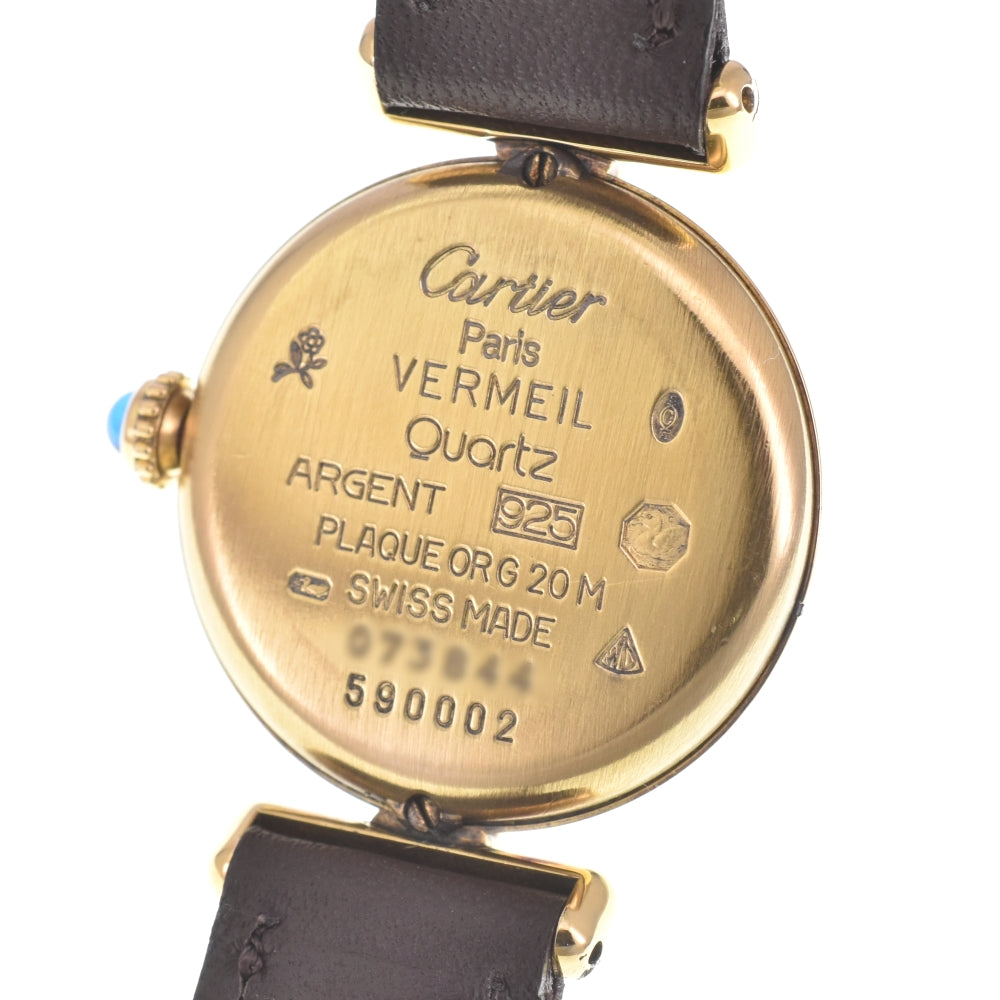 CARTIER Must Coris 590002 SV925 (Gold Plated) / Leather Ivory Dial Quartz Ladies
 Watch M#143008