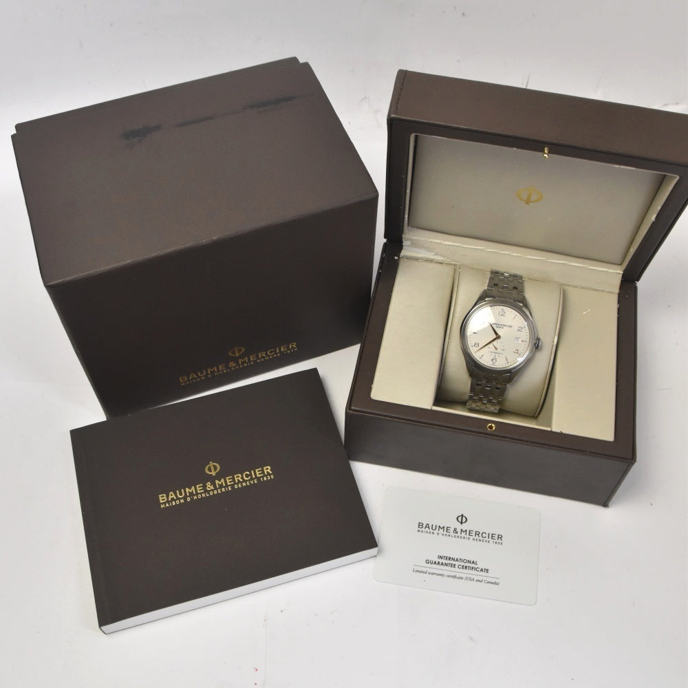 with paper Baume & Mercier Clifton 65717/MOA10141 Date Silver Dial Automatic Men's
 Watch L#143020
