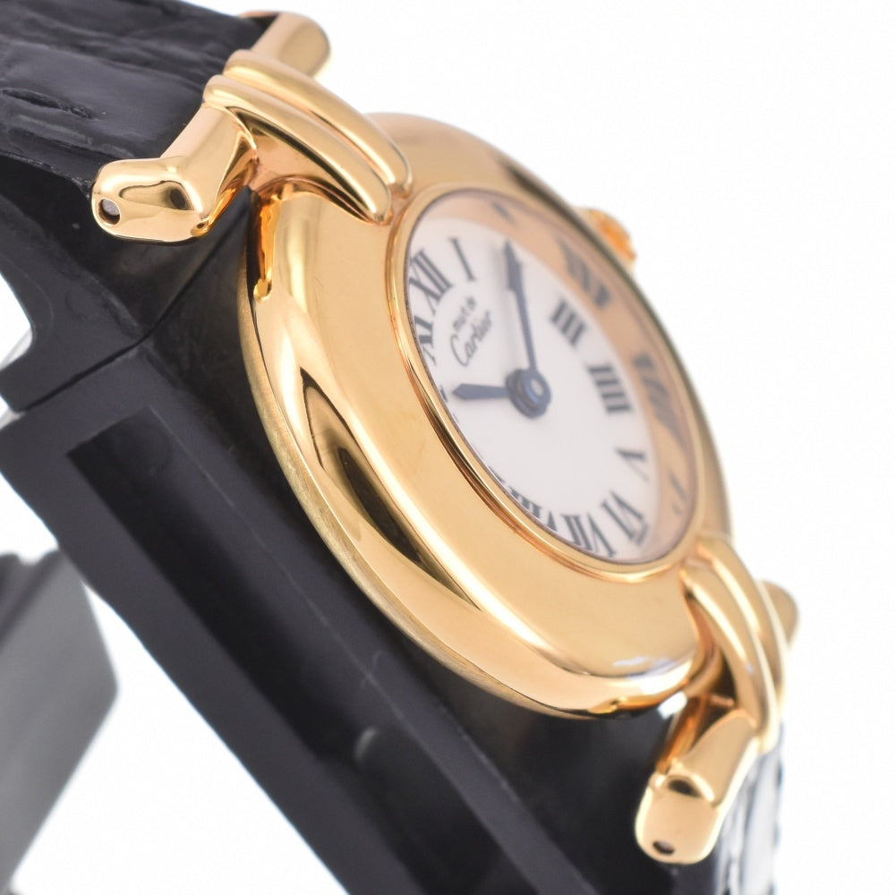 CARTIER Must Collize Vermeil 590002 SV925 (Gold Plated) / Leather Ivory Dial Quartz Ladies
 Watch M#143022