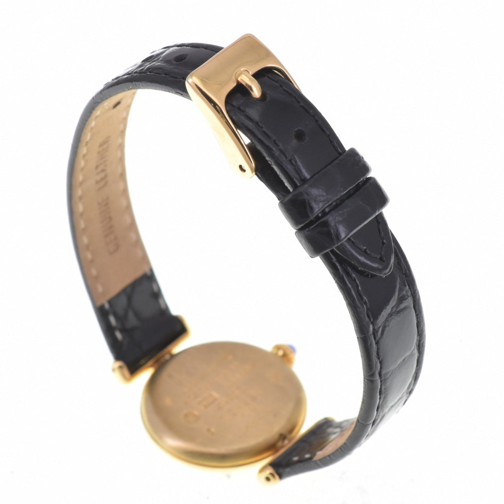 CARTIER Must Collize Vermeil 590002 SV925 (Gold Plated) / Leather Ivory Dial Quartz Ladies
 Watch M#143022