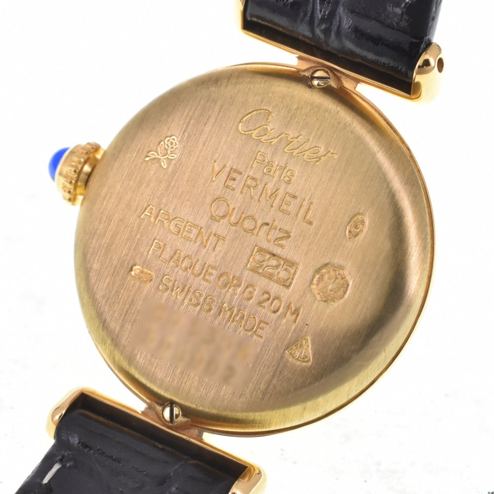 CARTIER Must Collize Vermeil 590002 SV925 (Gold Plated) / Leather Ivory Dial Quartz Ladies
 Watch M#143022
