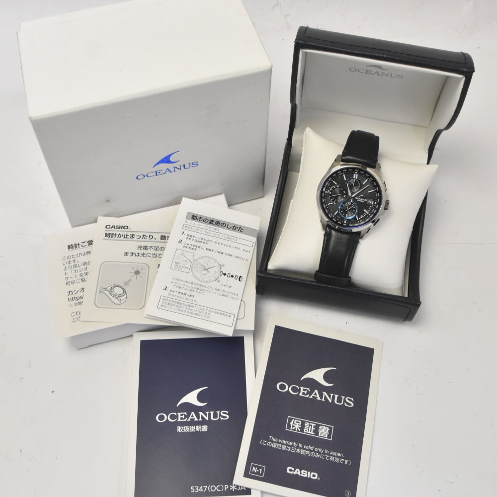 with paper CASIO Oceanus Classic Line OCW-T2600L-1AJF Navy Dial Radio Sync Solar Men's
 Watch M#143025