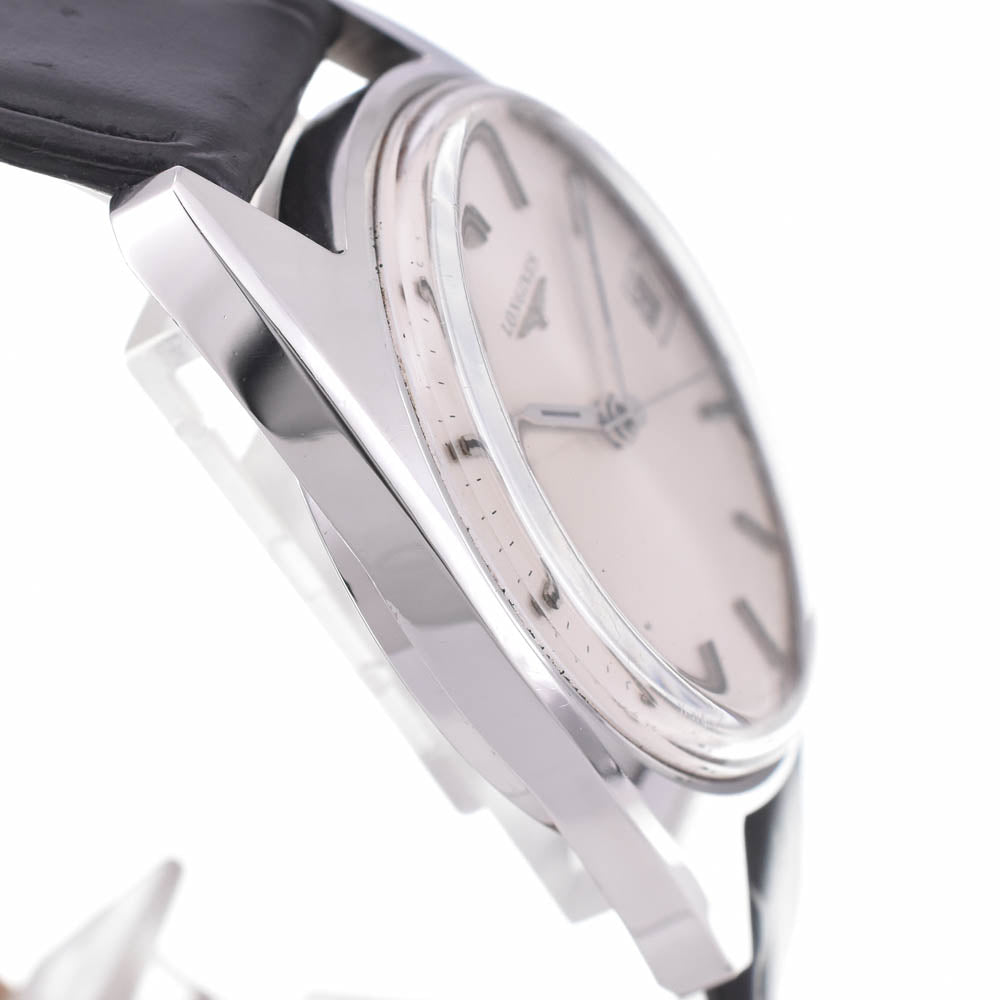 LONGINES vintage Date Stainless Steel Leather Silver Dial Hand Winding Men's
 Watch L#143029
