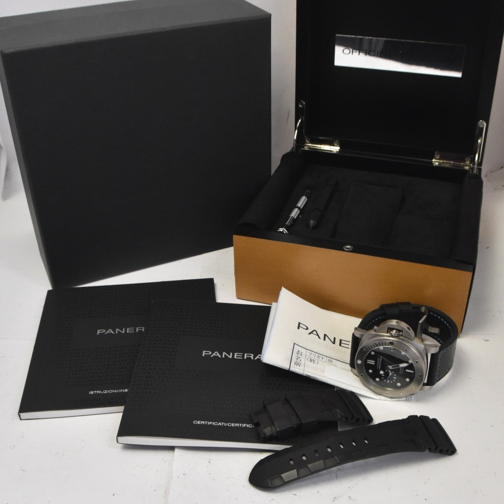 with paper PANERAI Luminor 1950 Submersible 3 Days Titanio PAM01305 black Dial Automatic Men's
 Watch N#143046
