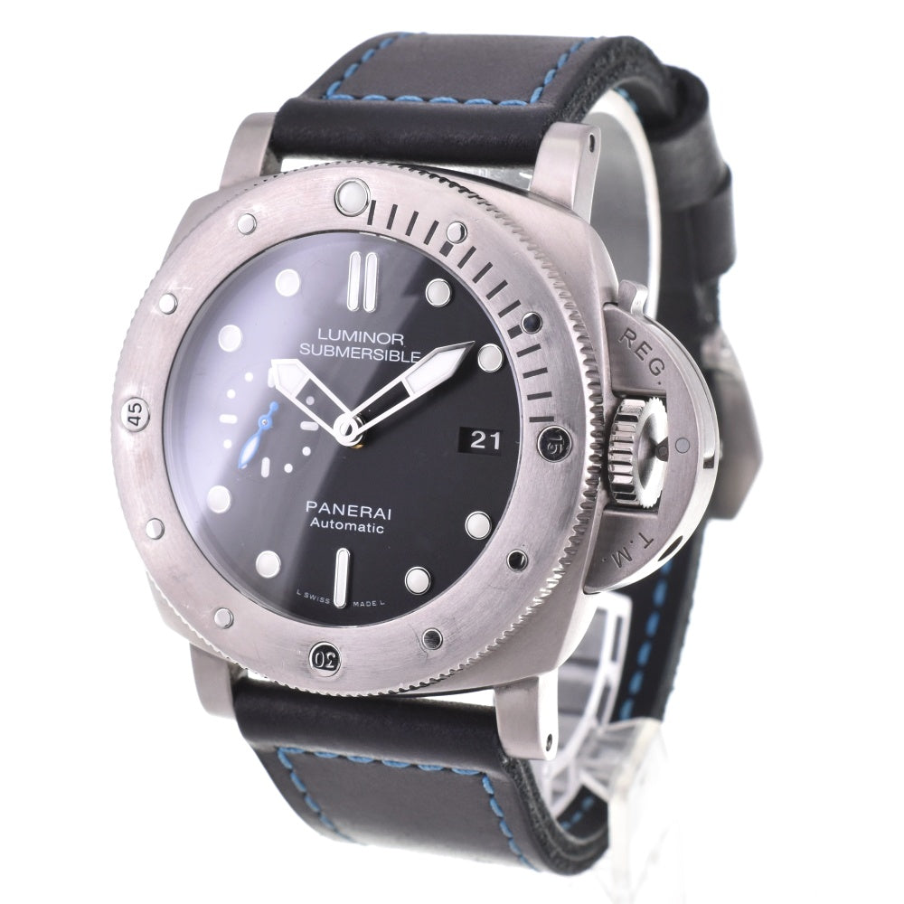 with paper PANERAI Luminor 1950 Submersible 3 Days Titanio PAM01305 black Dial Automatic Men's
 Watch N#143046