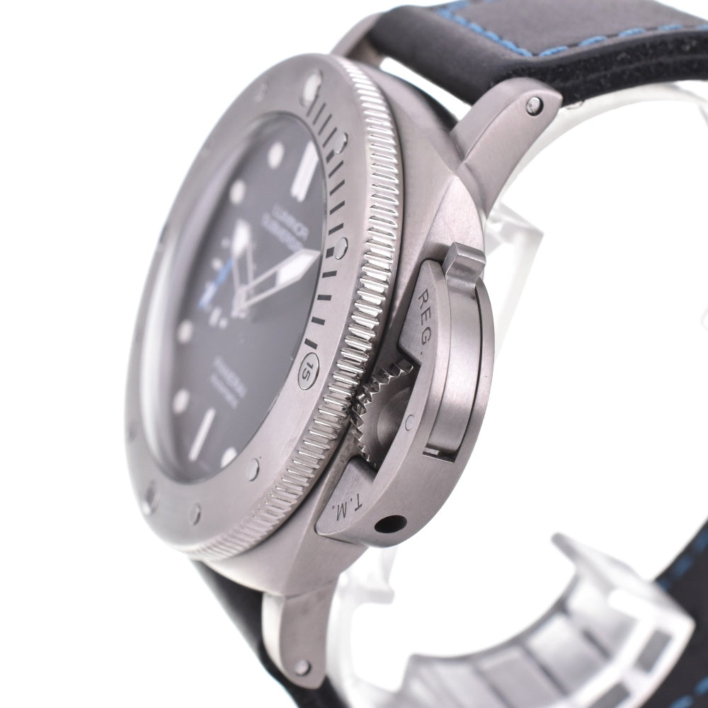 with paper PANERAI Luminor 1950 Submersible 3 Days Titanio PAM01305 black Dial Automatic Men's
 Watch N#143046