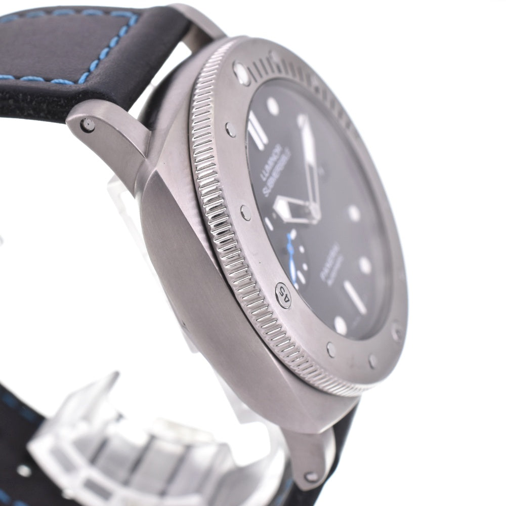 with paper PANERAI Luminor 1950 Submersible 3 Days Titanio PAM01305 black Dial Automatic Men's
 Watch N#143046