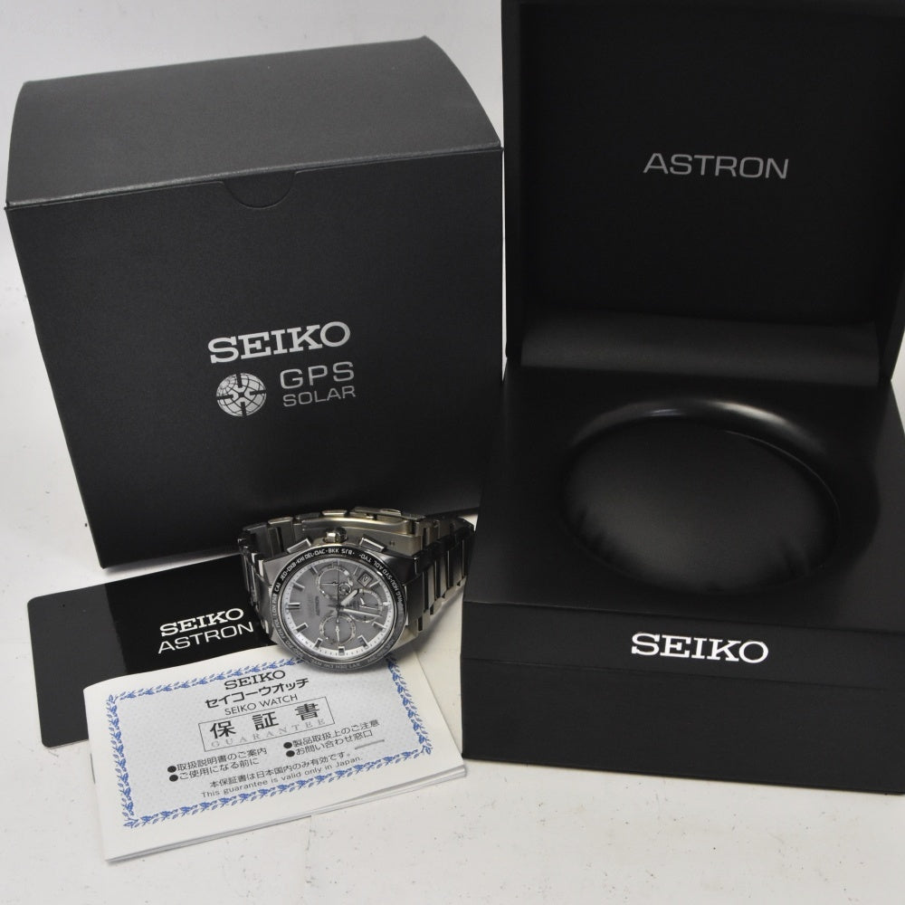 with paper SEIKO Astron SBXC117 Core Shop Model Titanium Silver Dial GPS Solar Men's
 Watch N#143049