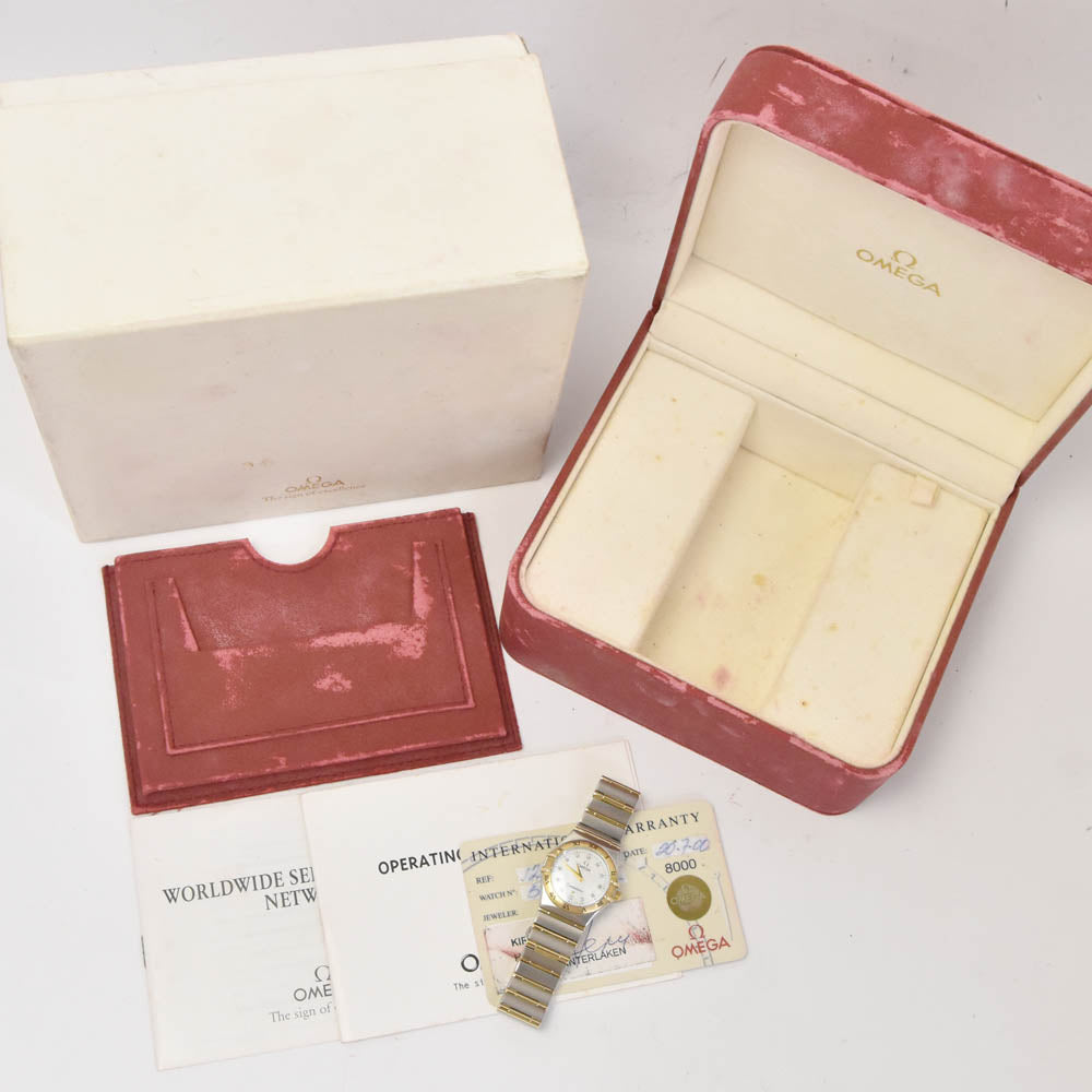 with paper OMEGA Constellation 1272.75 12P Diamond Full Bar White shell Dial Quartz Ladies
 Watch M#143051